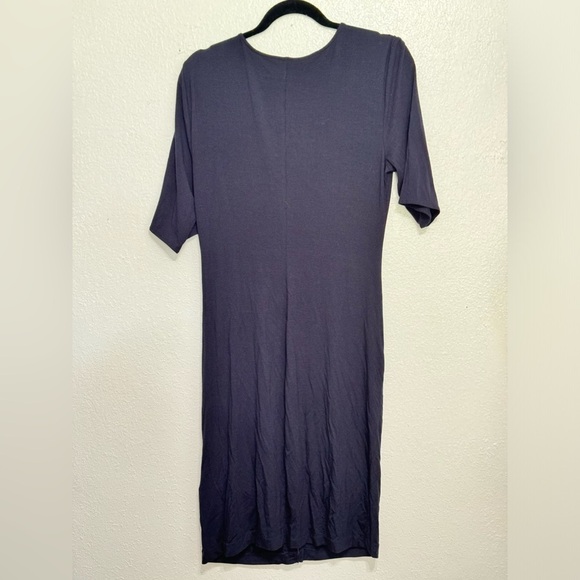 Daily Ritual Jersey Ruched Front Half-Sleeve Dress in Navy Blue Size Large - Picture 9 of 14